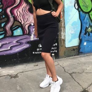 Ribbed, Knit, Bodycon long skirt